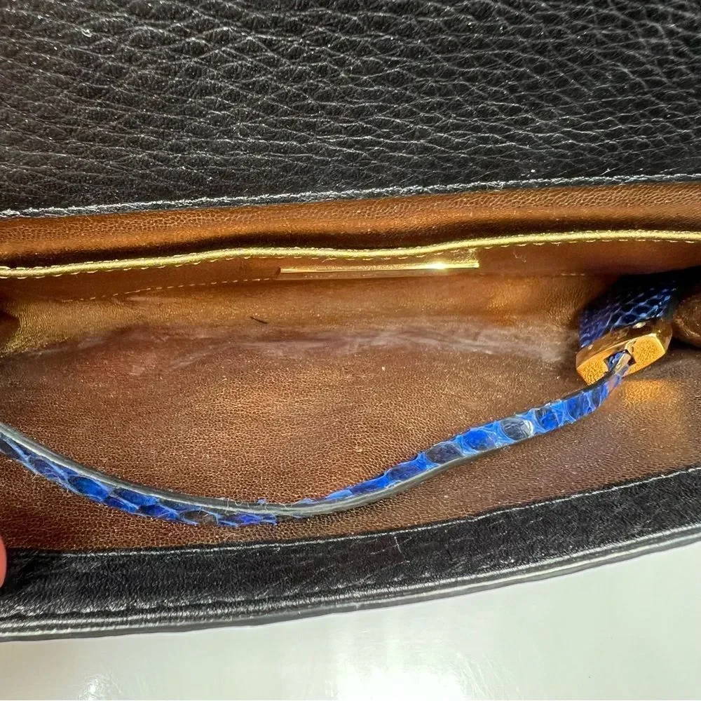 Michael Kors Python Studded Gia Clutch Bah Blue and Gold